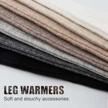 POMIJIAN Leg Warmers for Women Winter Fashion Knitting Black Leg Warmers Long Ankle Warmers for Yoga Ballet Leg Socks (Gray, 19.5in)