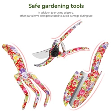 FLORA GUARD 3 Piece Aluminum Garden Tool Set in Red