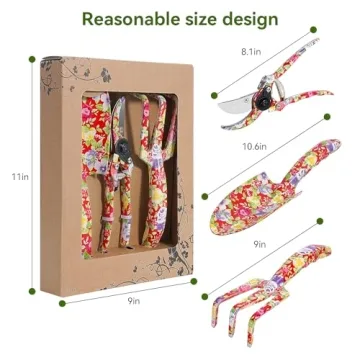 FLORA GUARD 3 Piece Aluminum Garden Tool Set in Red