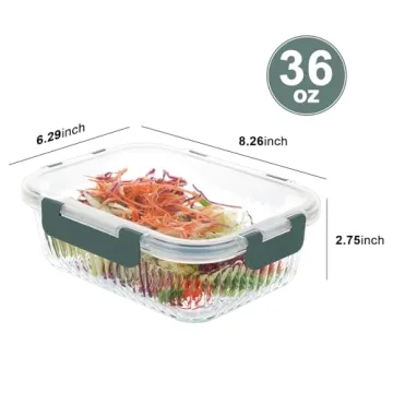 KOMUEE 5 Pack 36 oz Glass Food Storage Containers