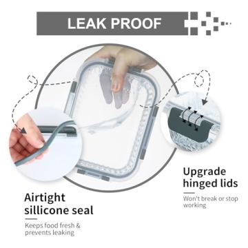 KOMUEE 5 Pack 36 oz Glass Food Storage Containers