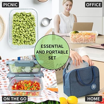 KOMUEE 5 Pack 36 oz Glass Food Storage Containers