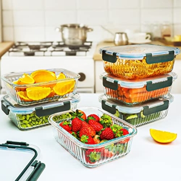KOMUEE 5 Pack 36 oz Glass Food Storage Containers