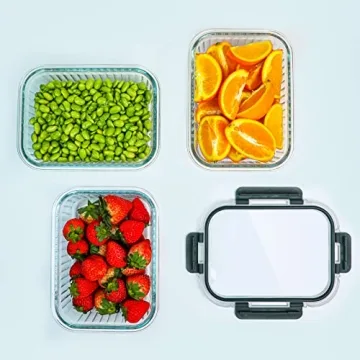 KOMUEE 5 Pack 36 oz Glass Food Storage Containers