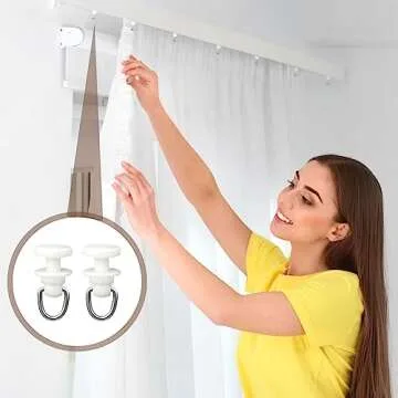 Craftsatin Plastic Curtain Track Hooks Ceiling Sliding Curtain Glider Tracks Accessories for Living Bedroom Shower Privacy Rv Garage Divider Track and Hooks(50 Pcs)