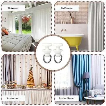 Craftsatin Plastic Curtain Track Hooks Ceiling Sliding Curtain Glider Tracks Accessories for Living Bedroom Shower Privacy Rv Garage Divider Track and Hooks(50 Pcs)