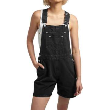 PLNOTME Womens Casual Denim Overalls Summer Adjustable Strap Vintage Bib Shortalls Short Romper with Pockets