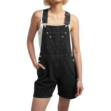 PLNOTME Womens Casual Denim Overalls Summer Adjustable Strap Vintage Bib Shortalls Short Romper with Pockets