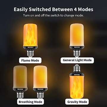 【Upgraded Flame】Morsatie LED Flame Light Bulbs, 4 Modes Flickering Light Bulbs with Gravity Sensor, E26 Fire Light Bulb for Halloween, Christmas, Party, Porch, Patio, Indoor Outdoor Decoration-2 Pack