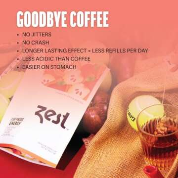 Zest 150mg High Caffeine Energy Leaf Blend - Cinnamon Apple Black Tea - 20 Pack Bag - All Natural St...