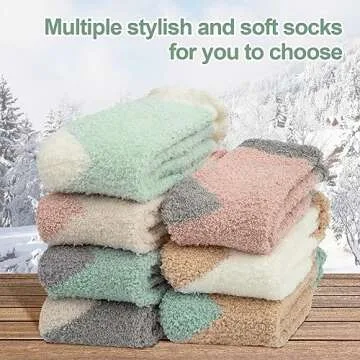 5 Pairs Womens Fuzzy Socks Warm Cozy Slipper Socks Fluffy Socks Christmas Gifts