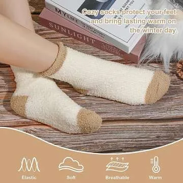5 Pairs Womens Fuzzy Socks Warm Cozy Slipper Socks Fluffy Socks Christmas Gifts