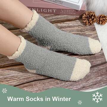5 Pairs Womens Fuzzy Socks Warm Cozy Slipper Socks Fluffy Socks Christmas Gifts