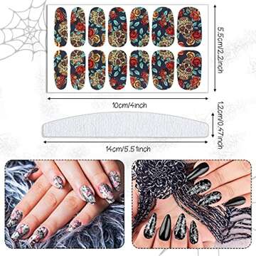 Maitys 168 Pcs Skull Full Wrap Nail Stickers for Creative Gothic Nail Art
