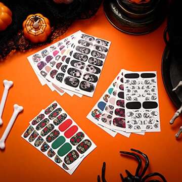 Maitys 168 Pcs Skull Nail Stickers for Easy DIY Art