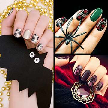 Maitys 168 Pcs Skull Nail Stickers for Easy DIY Art