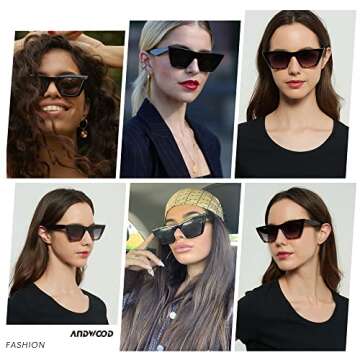 Stylish ANDWOOD Cat Eye Sunglasses for Women - Fashionable UV Protection