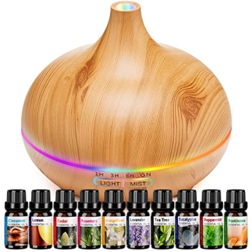 HLS Aroma Diffusers for Essential Oils Large Room with 10 Essential Oils, Ultrasonic Aromatherapy Di...