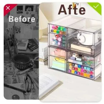 VZKAH Acrylic Organizer and Storage | 7 Drawers 2 Sets | Desk Organizer with Drawers, Clear Makeup Storage Drawers, For Beauty/Office/Craft Supply Storage and Organization