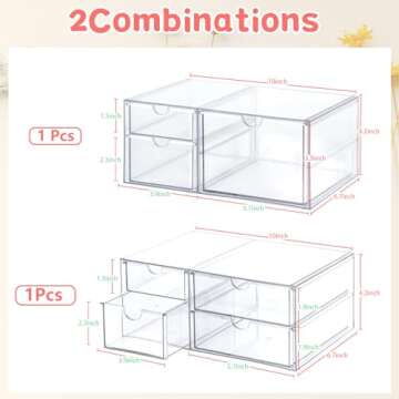 VZKAH Acrylic Organizer and Storage | 7 Drawers 2 Sets | Desk Organizer with Drawers, Clear Makeup Storage Drawers, For Beauty/Office/Craft Supply Storage and Organization