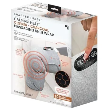 Calming Heat Knee Wrap by Sharper Image - Personal Electric Knee Heating Pad with Vibrations