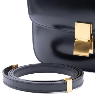 Classic Black Handbag in Premium Calfskin with Strap
