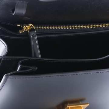 Classic Black Handbag in Premium Calfskin with Strap