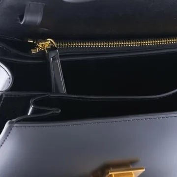 Classic Black Handbag in Premium Calfskin with Strap