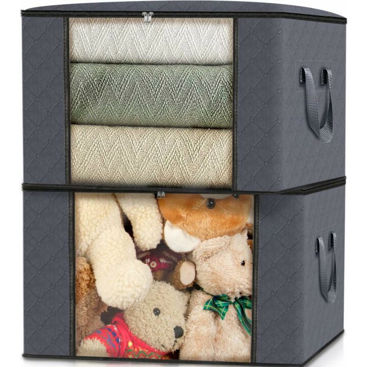 Fab Totes 6 Pack Foldable Storage Bags in Grey