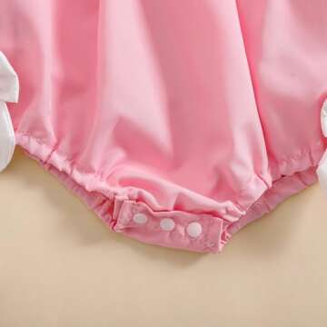 xkwyshop Newborn Baby Girl Outfit Heart Embroidery Doll Collar Long Sleeve Smocked Romper Bow Bodysuit Clothes (Pink, 3-6 Months)