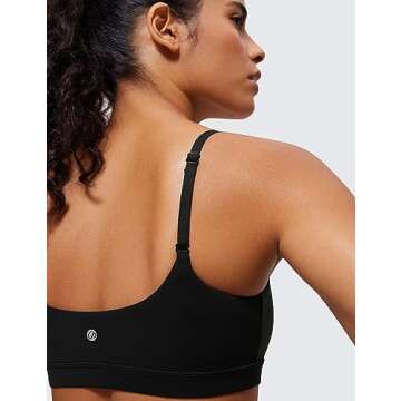 Comfortable CRZ YOGA Women's Adjustable Sports Bra - Black