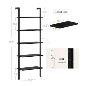 ODK 5-Tier Ladder Shelf for Home Office - Stylish & Durable