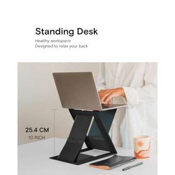 MOFT Folding Laptop Stand Lap Desk, Portable & Mini Computer Stand Laptop Desk for Travel and Home Office, Ergonomic Design with Adjustable Viewing Angles, Lightweight Computer Cooling Riser, Black