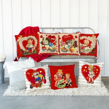 Valentine's Day Pillow Covers Set of 4 - Cute Home Decor