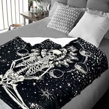 Halloween Blanket - Skull Skeleton Cozy Throw for Fall