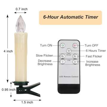 24PCS LED Flameless Taper Candles Flickering with Remote Timer, Battery Operated Waterproof Christmas Tree Candles, Warm White Window Candles Lights, Perfect for Christmas, Home Decoration (Ivory)