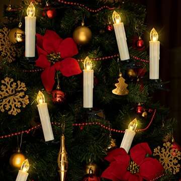 24PCS LED Flameless Taper Candles Flickering with Remote Timer, Battery Operated Waterproof Christmas Tree Candles, Warm White Window Candles Lights, Perfect for Christmas, Home Decoration (Ivory)