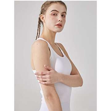 Yoga Racerback Tank Top for Women with Built in Bra,Women's Padded Sports Bra Fitness Workout Running Shirts (White, Medium)