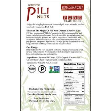 Wild Sprouted Pili Nuts, (5 oz Bag) with Himalayan Salt and Organic Coconut MCT Oil, Perfect Keto Fr...