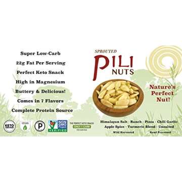 Wild Sprouted Pili Nuts, (5 oz Bag) with Himalayan Salt and Organic Coconut MCT Oil, Perfect Keto Friendly Snack, Vegan, Low Carb Energy, No Sugar Added, Ketogenic Fat Superfood, Gluten/Soy/Dairy Free