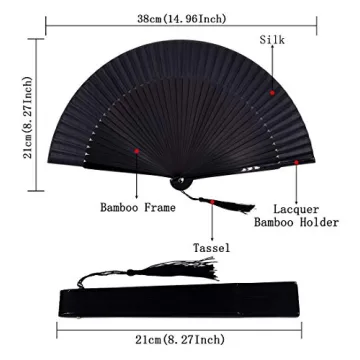 Amajiji Elegant Bamboo Silk Folding Fan for Women