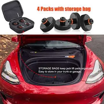 Newace Specific Jack Pad Compatible with Tesla Model 3,Y, 4 Packs with Storage Bag Lift Adapter Puck, Protect Battery,Paint & Chassis