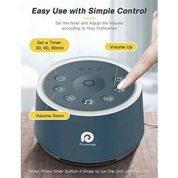 Dreamegg D1 Sound Machine - White Noise Machine with Baby Night Light for Sleeping, High Fidelity Sounds, Timer & Memory Feature, Sound Machine for Baby Adults, Home, Office, Travel (Navy Blue)