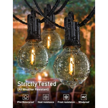 Brightown Outdoor String Lights - Shatterproof 38 Ft Globe Bulbs