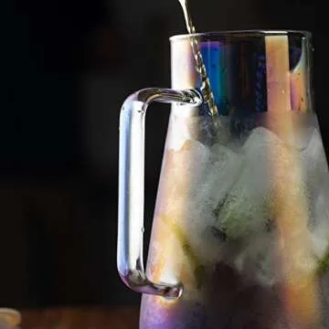 E-liu 47oz Glass Pitcher with Infuser and 4 Cups Set