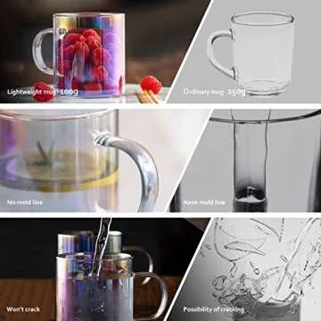 E-liu 47oz Glass Pitcher with Infuser and 4 Cups Set