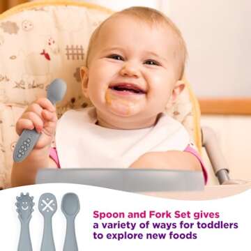 Toddler Fork, Spoon & Suction Plate Set for Weaning