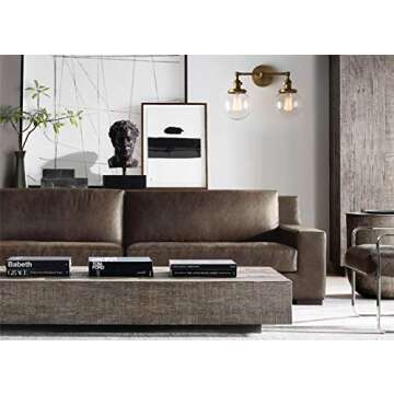 Phansthy Vintage 2 Light Wall Sconce Industrial Wall Light with Dual 5.9 Inches Globe Glass Lampshade (Antique)