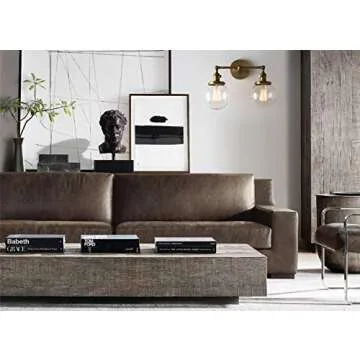 Phansthy Vintage 2 Light Wall Sconce Industrial Wall Light with Dual 5.9 Inches Globe Glass Lampshade (Antique)