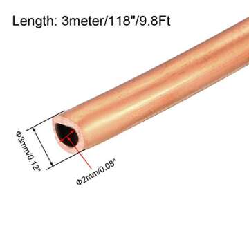 uxcell Refrigeration Tubing, 1/8" OD x 5/64" ID x 9.8 Ft Soft Coil Copper Tubing